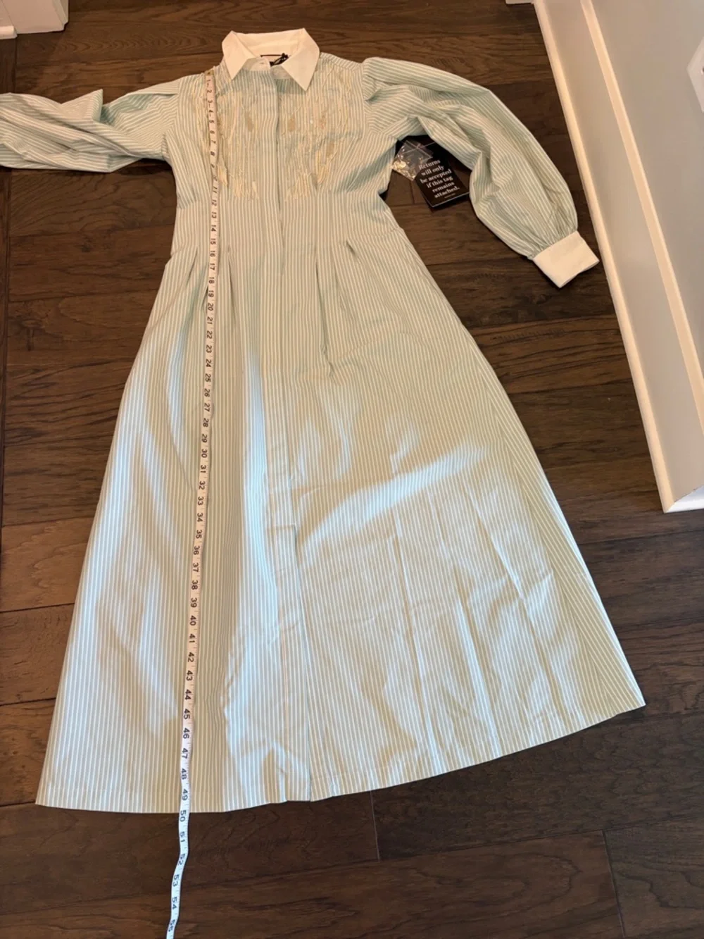 New with Tags Tuckernuck Green and White Striped Embellished Corinne Dress Sz S - Picture 13 of 15